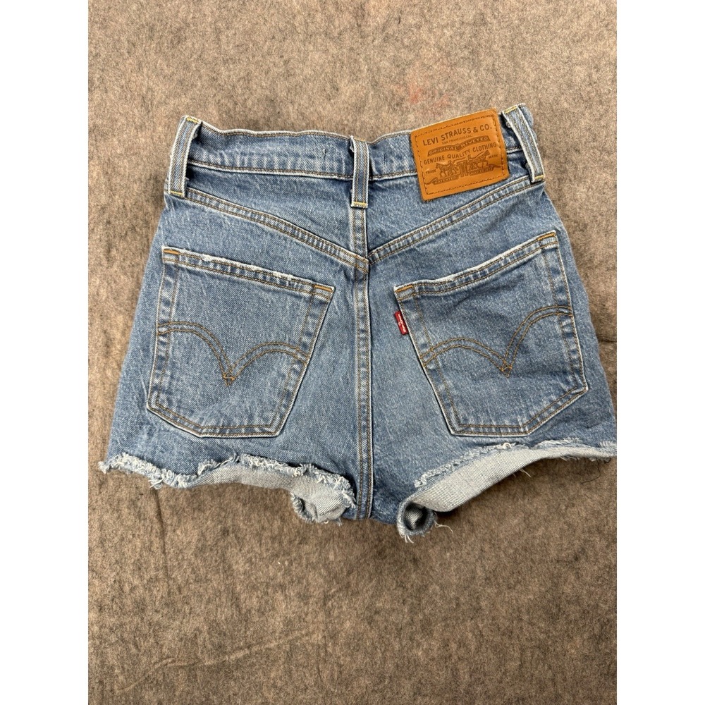 Levi's Ribcage Denim Jean Shorts High Rise Button Fly Cut Off Womens 23 - Picture 6 of 8